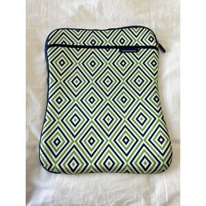 JONATHAN ADLER Laptop Sleeve Case RETRO GEOMETRIC Padded Green Blue
